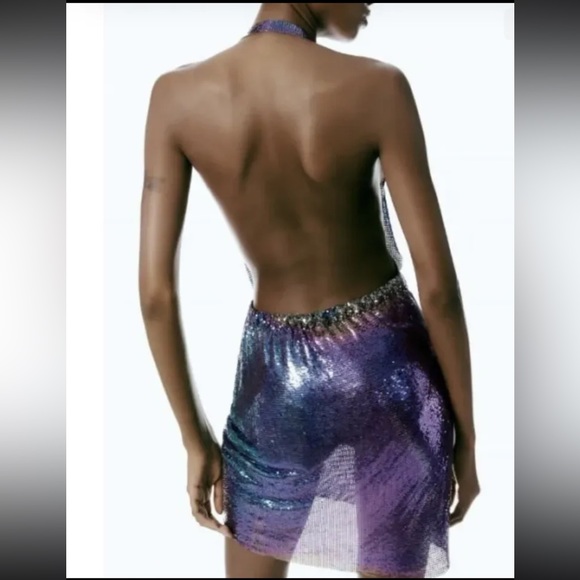 NWT Zara SHINY HALTER DRESS - Picture 3 of 10